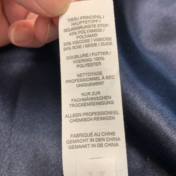 Jacques Vert Cowl Neck, Wedding Guest Dress, Silk Blend Blue w Green - Picture 13 of 13